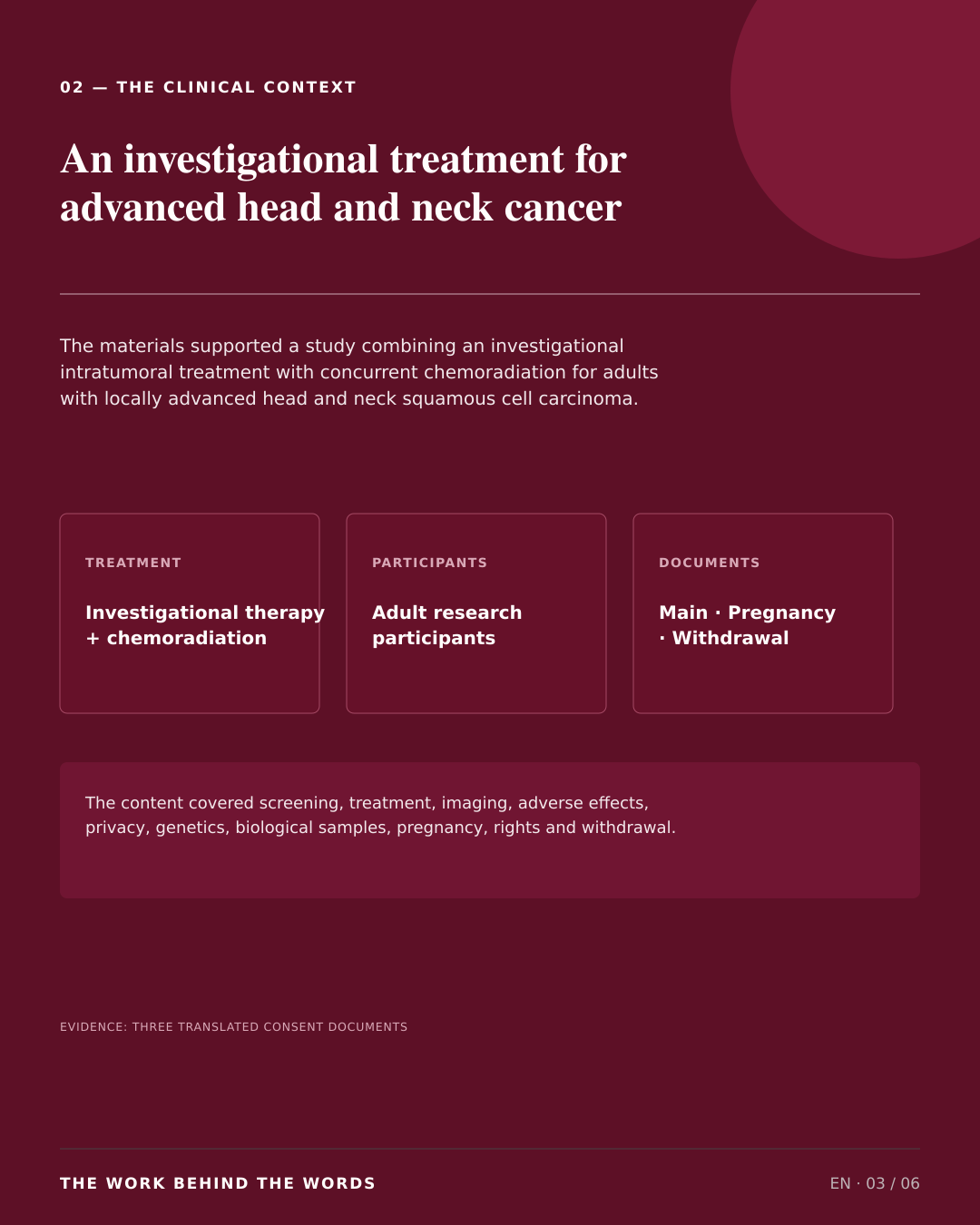 Clinical context: a controlled 60-page participant-consent package.