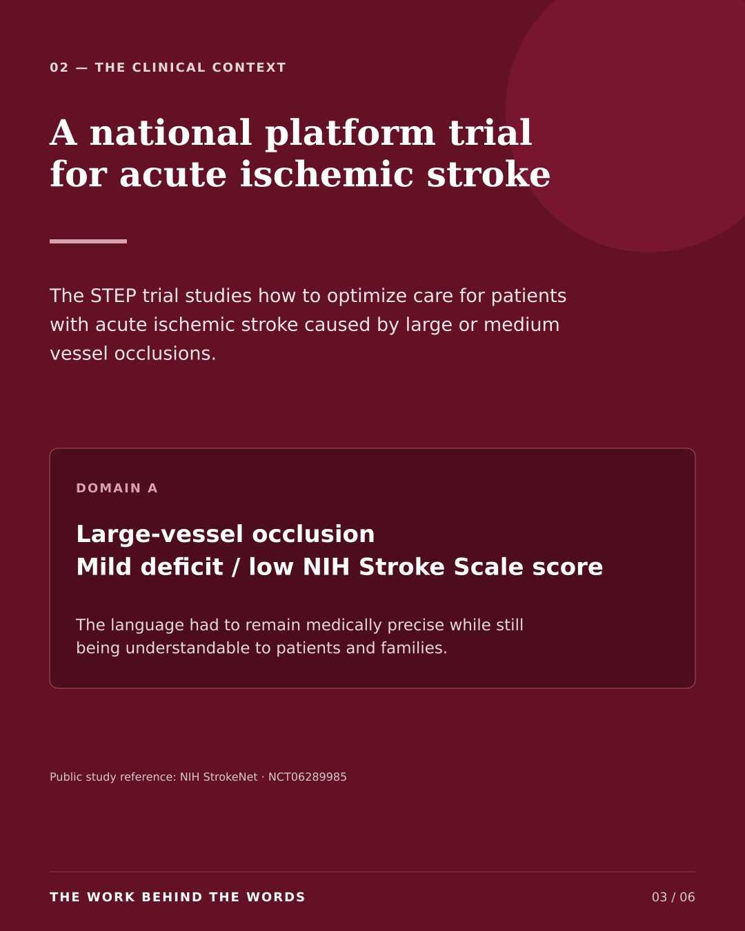Clinical context: a national platform trial for acute ischemic stroke.