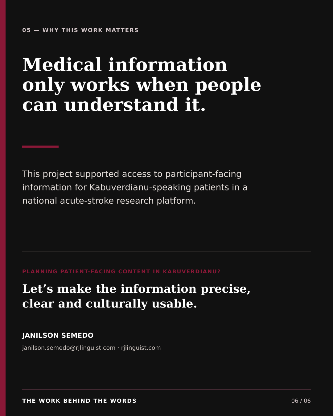 Closing statement: medical information only works when people can understand it.